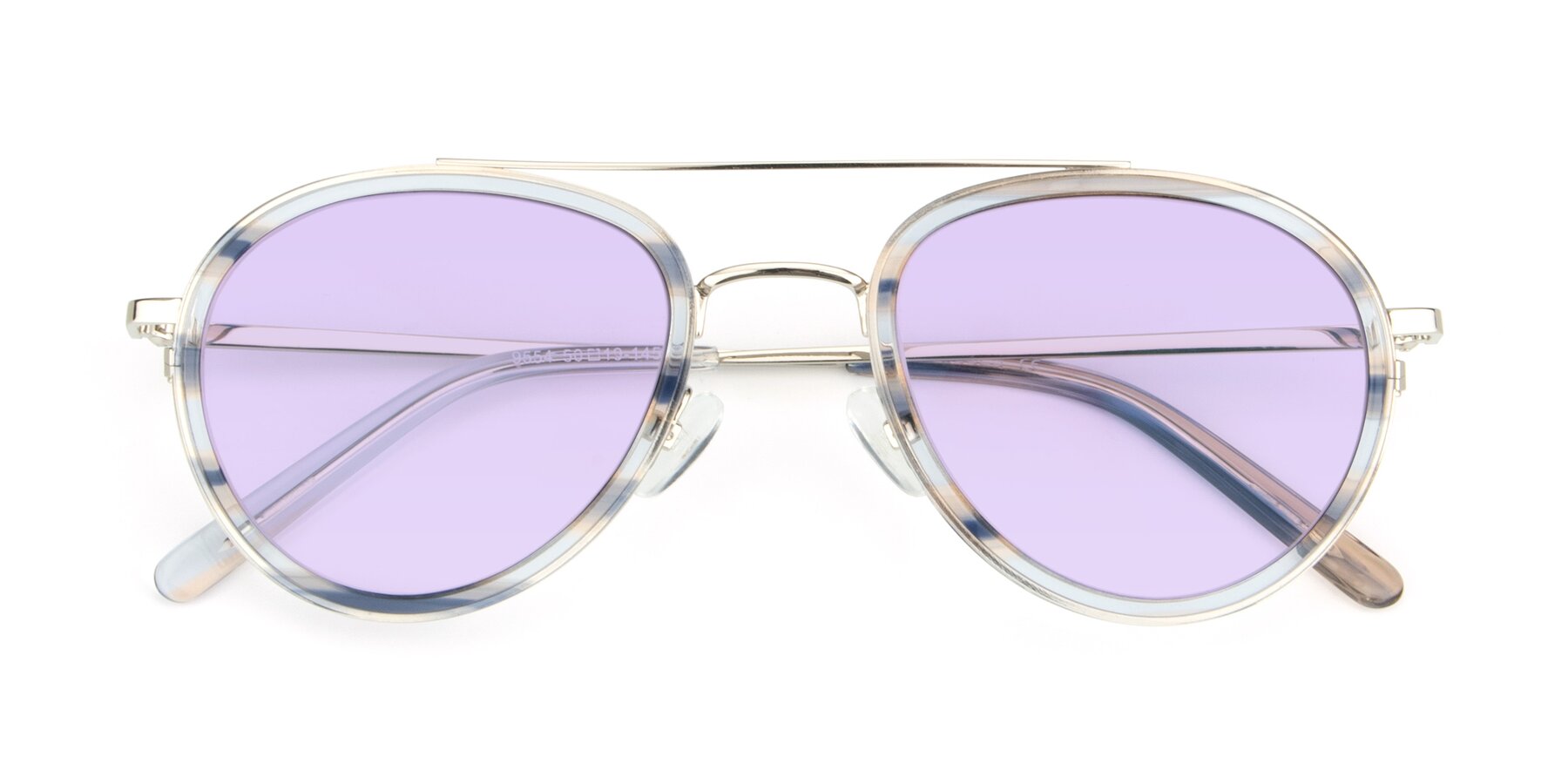 Folded Front of 9554 in Silver-Transparent with Light Purple Tinted Lenses