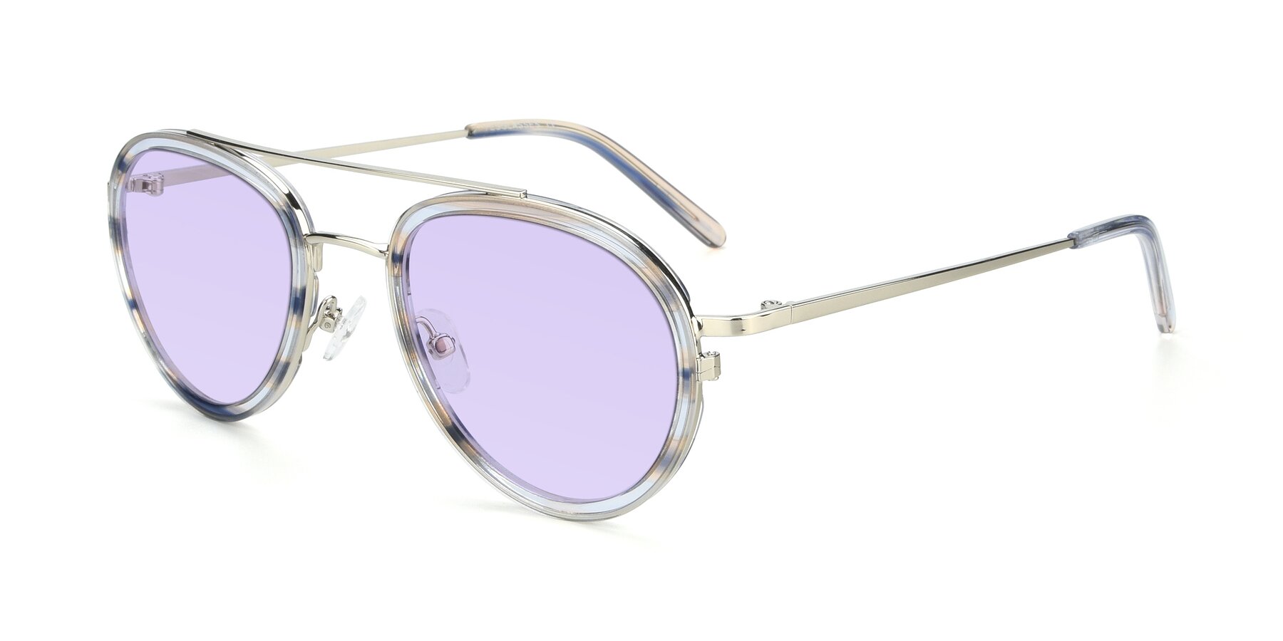 Angle of 9554 in Silver-Transparent with Light Purple Tinted Lenses
