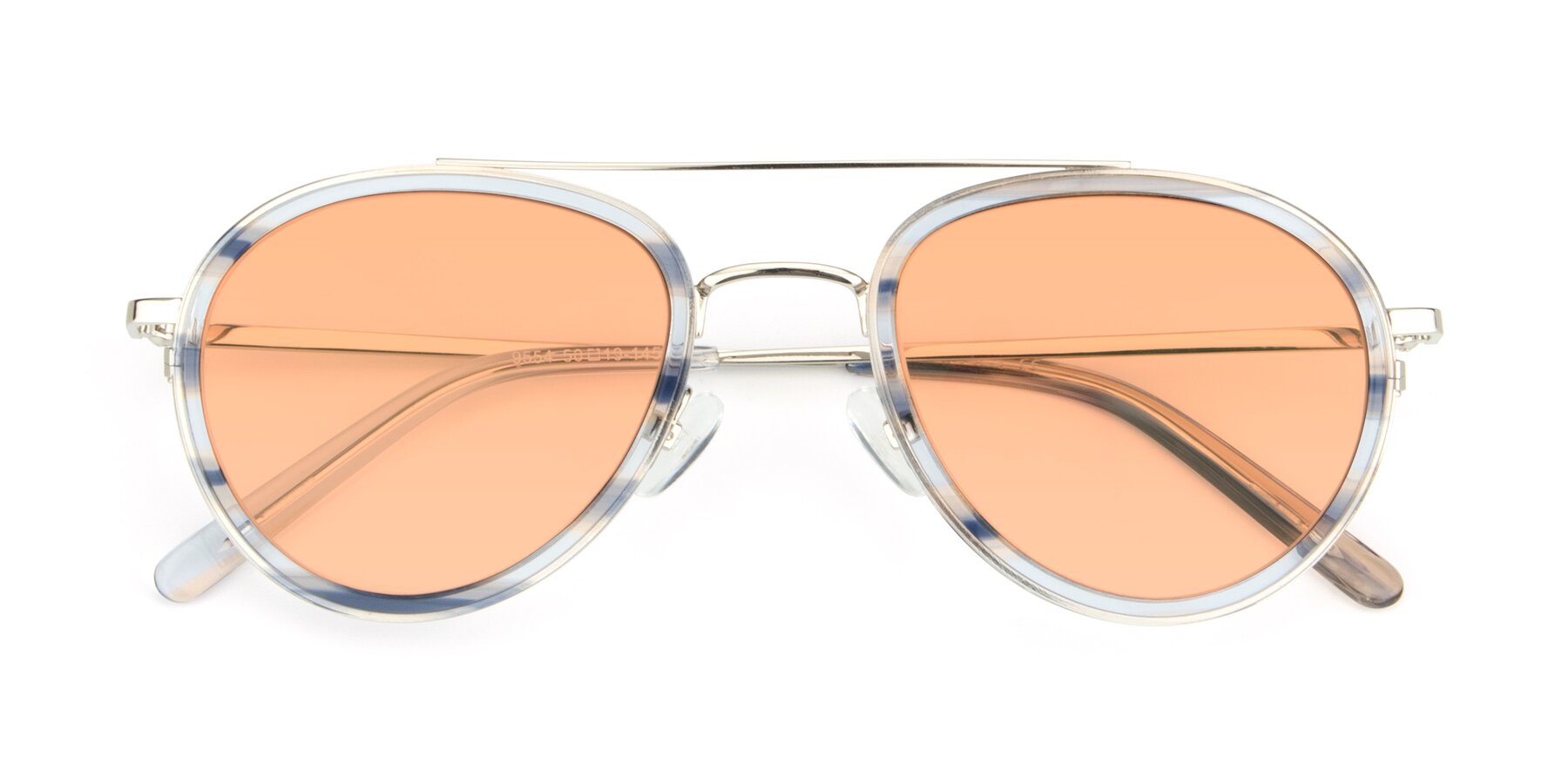 Folded Front of 9554 in Silver-Transparent with Light Orange Tinted Lenses