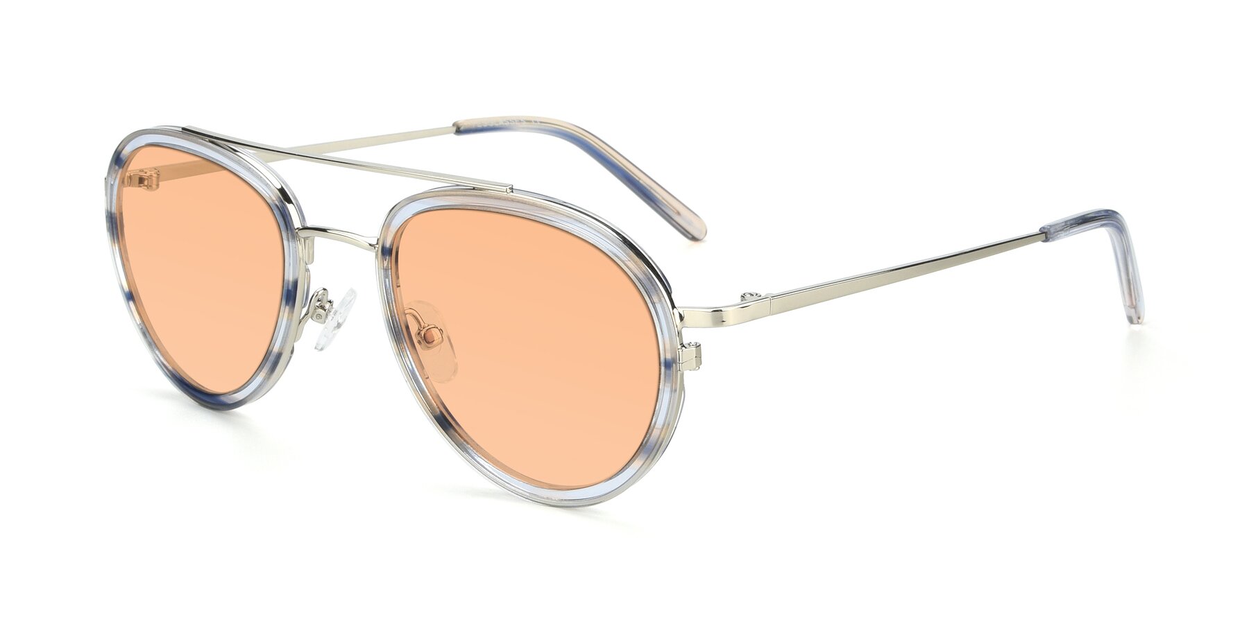 Angle of 9554 in Silver-Transparent with Light Orange Tinted Lenses