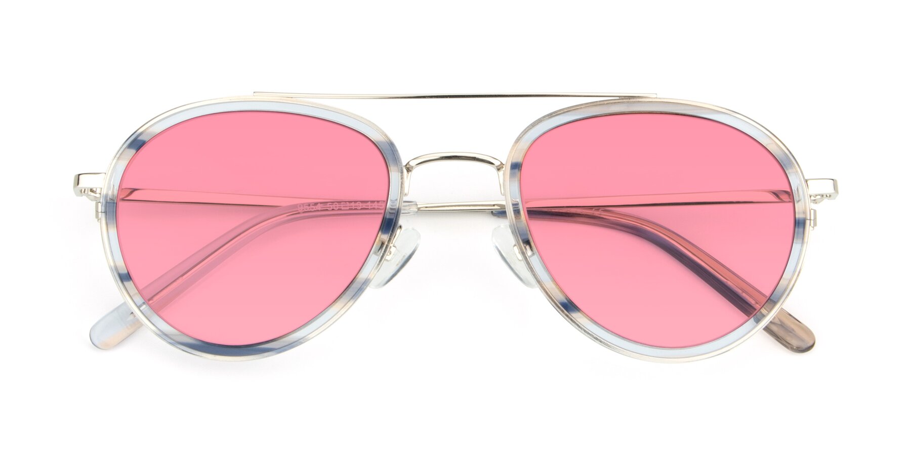 Folded Front of 9554 in Silver-Transparent with Pink Tinted Lenses