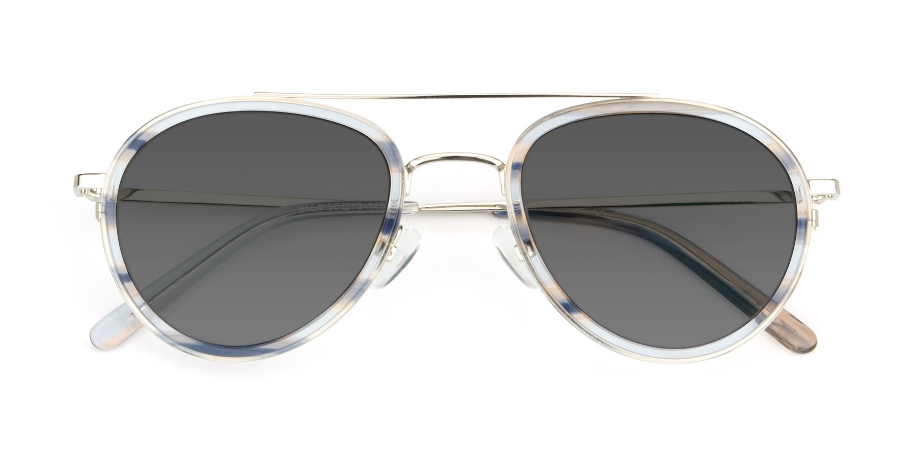 Folded Front of 9554 in Silver-Transparent with Medium Gray Tinted Lenses