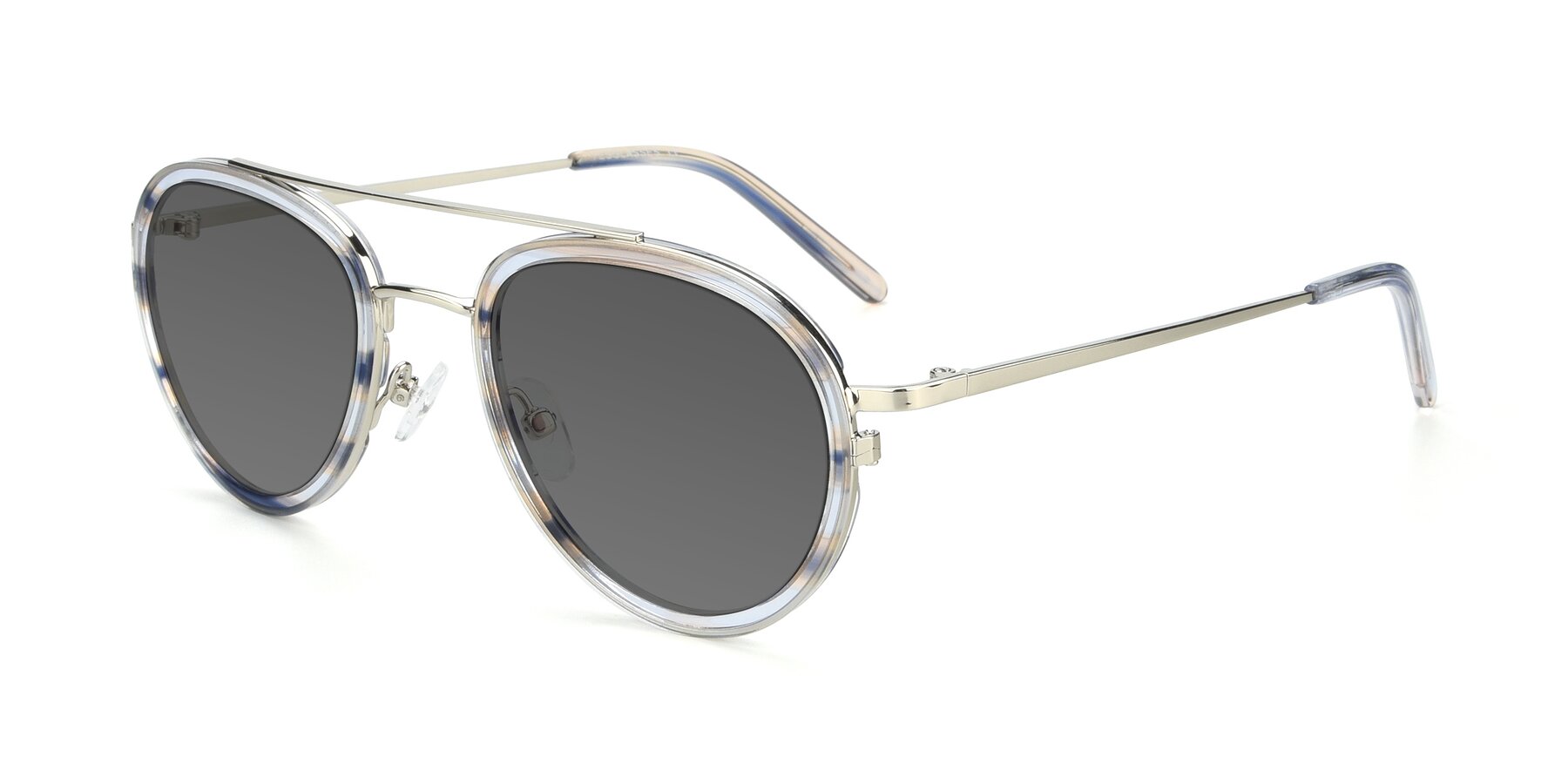 Angle of 9554 in Silver-Transparent with Medium Gray Tinted Lenses