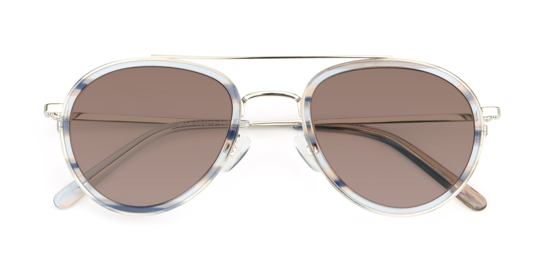 Folded Front of 9554 in Silver-Transparent with Medium Brown Tinted Lenses