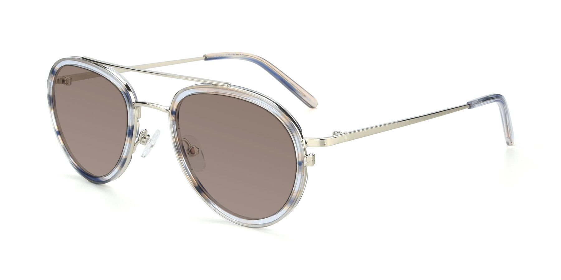 Angle of 9554 in Silver-Transparent with Medium Brown Tinted Lenses