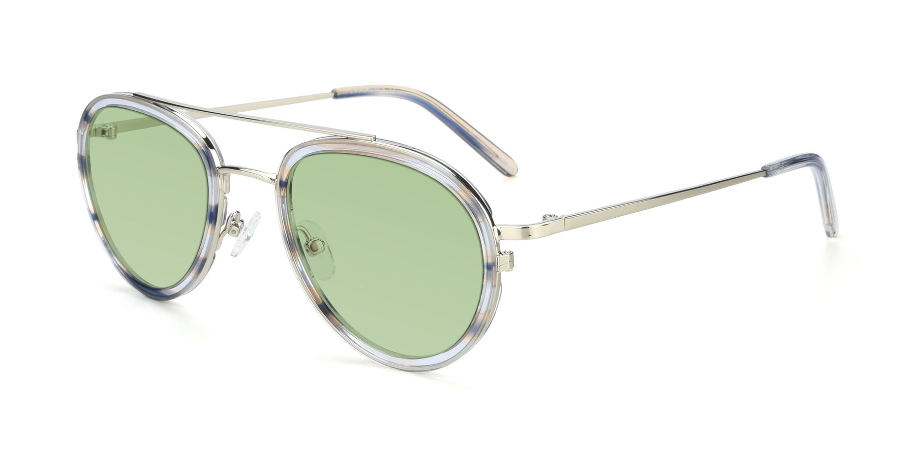 Angle of 9554 in Silver-Transparent with Medium Green Tinted Lenses