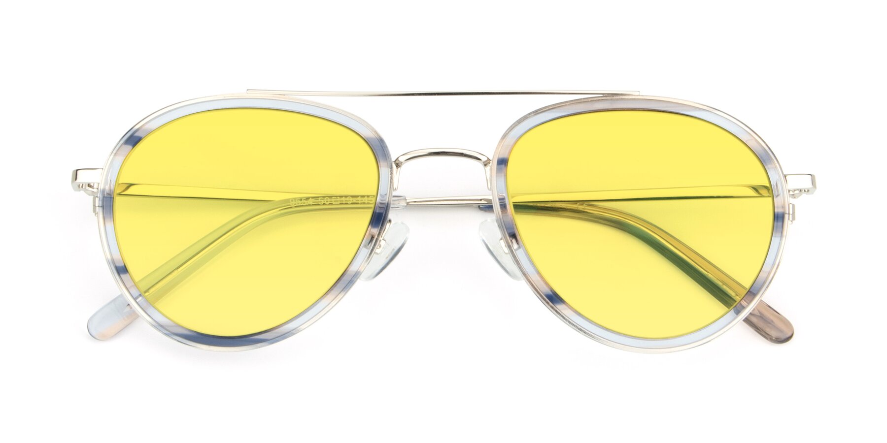 Folded Front of 9554 in Silver-Transparent with Medium Yellow Tinted Lenses