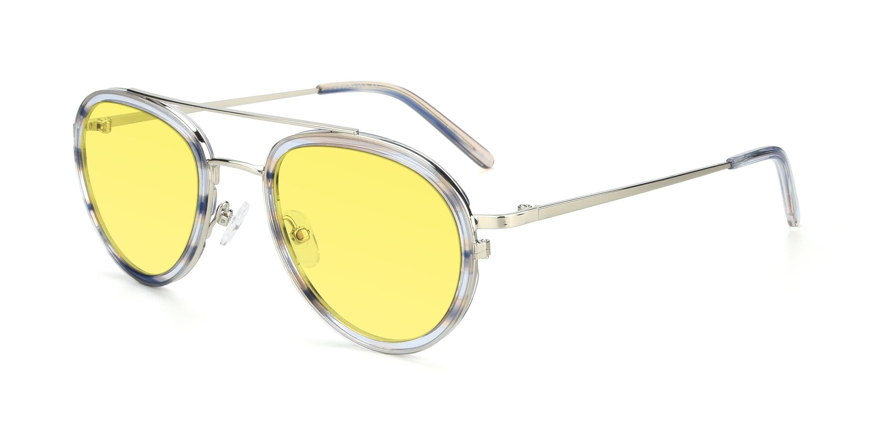 Angle of 9554 in Silver-Transparent with Medium Yellow Tinted Lenses