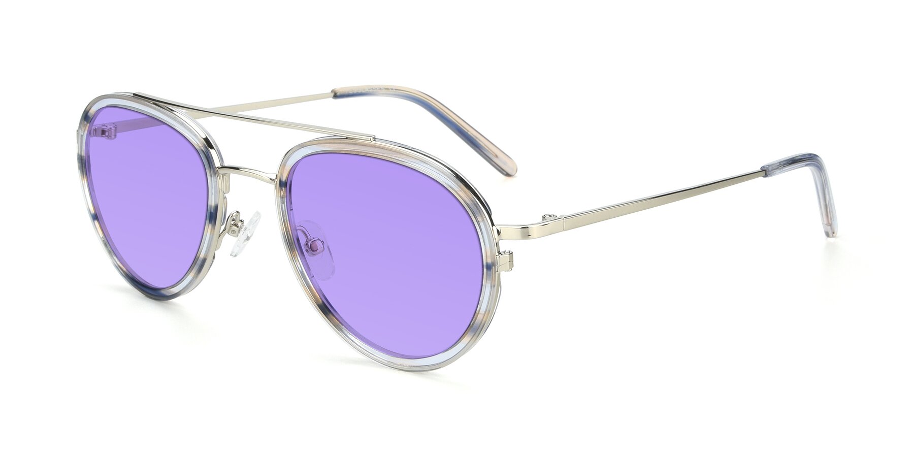 Angle of 9554 in Silver-Transparent with Medium Purple Tinted Lenses