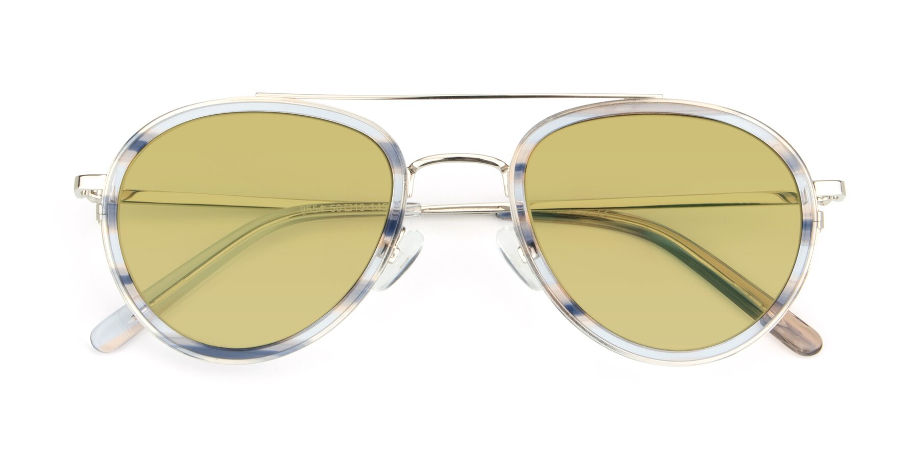 Folded Front of 9554 in Silver-Transparent with Medium Champagne Tinted Lenses