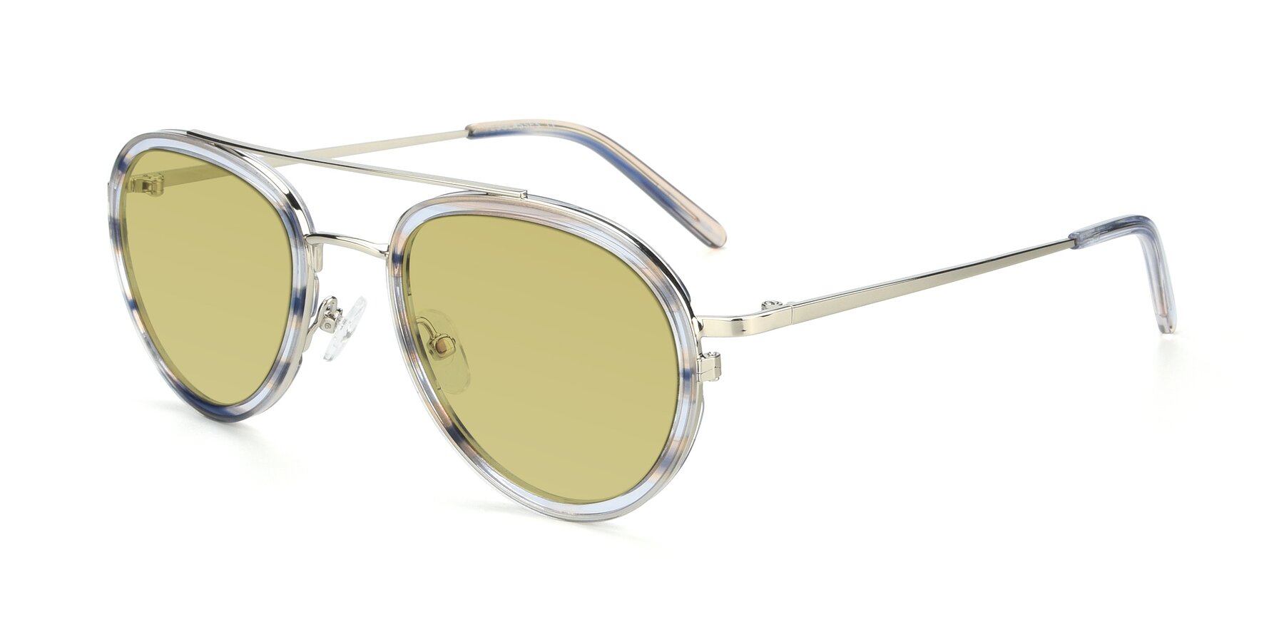 Angle of 9554 in Silver-Transparent with Medium Champagne Tinted Lenses