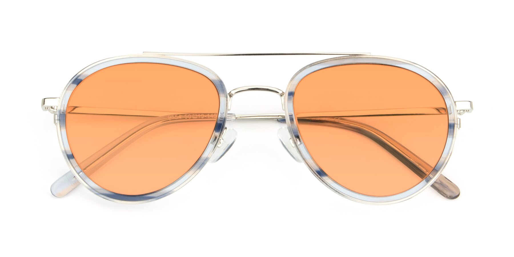 Folded Front of 9554 in Silver-Transparent with Medium Orange Tinted Lenses
