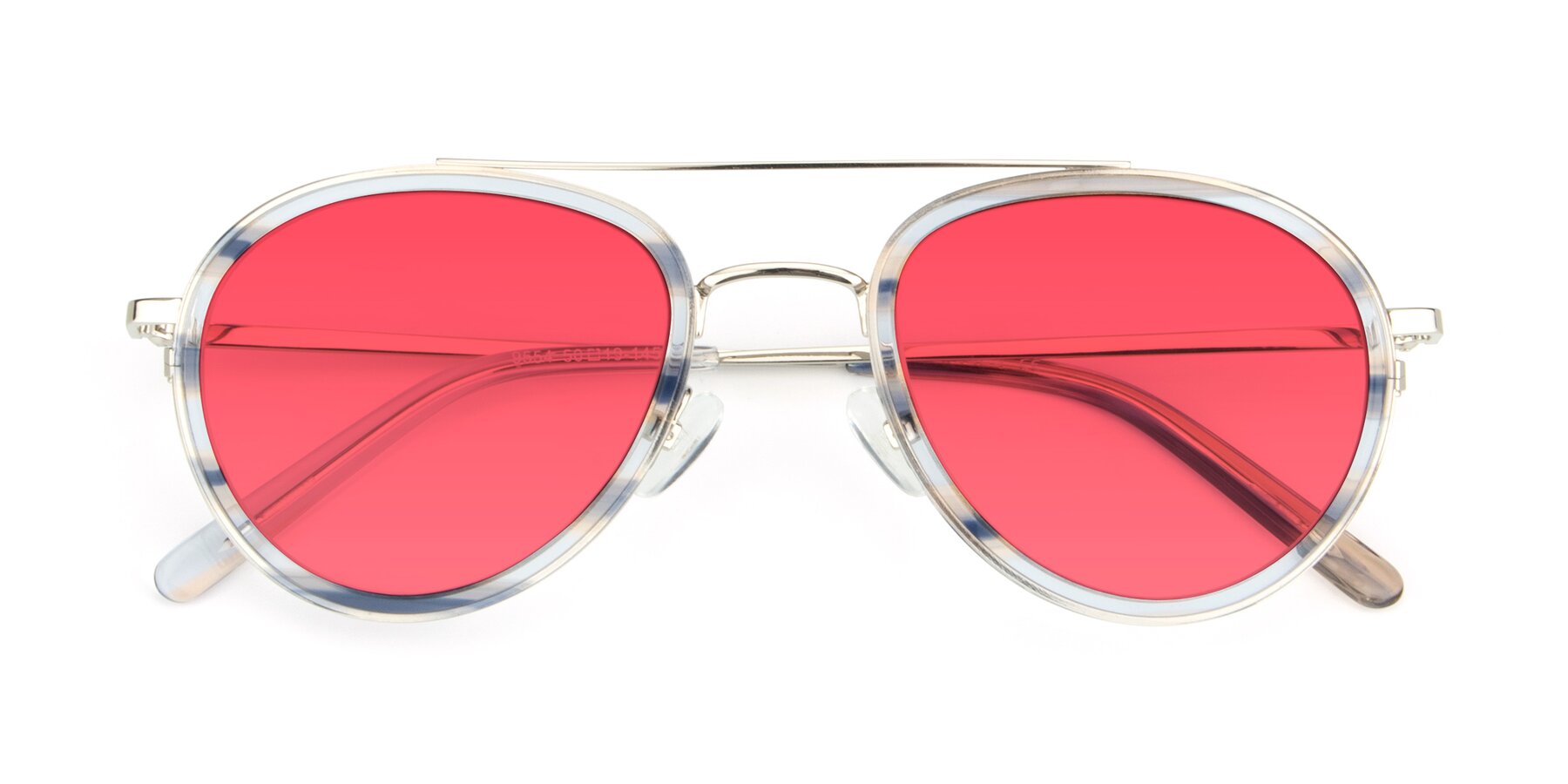 Folded Front of 9554 in Silver-Transparent with Red Tinted Lenses