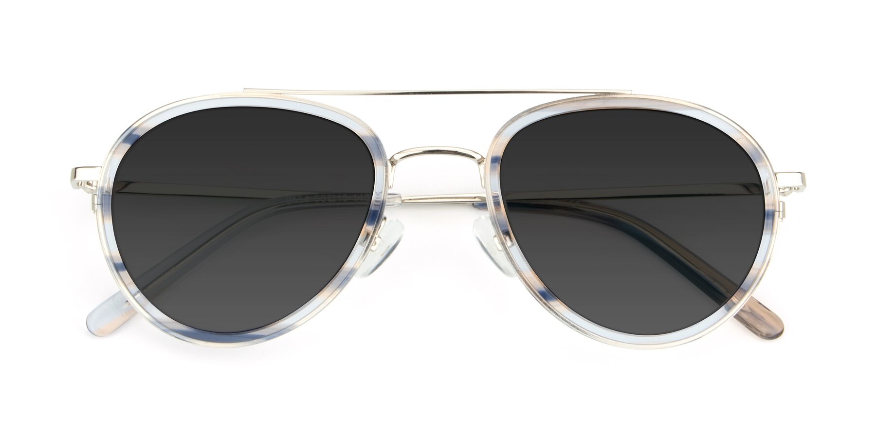 Folded Front of 9554 in Silver-Transparent with Gray Tinted Lenses