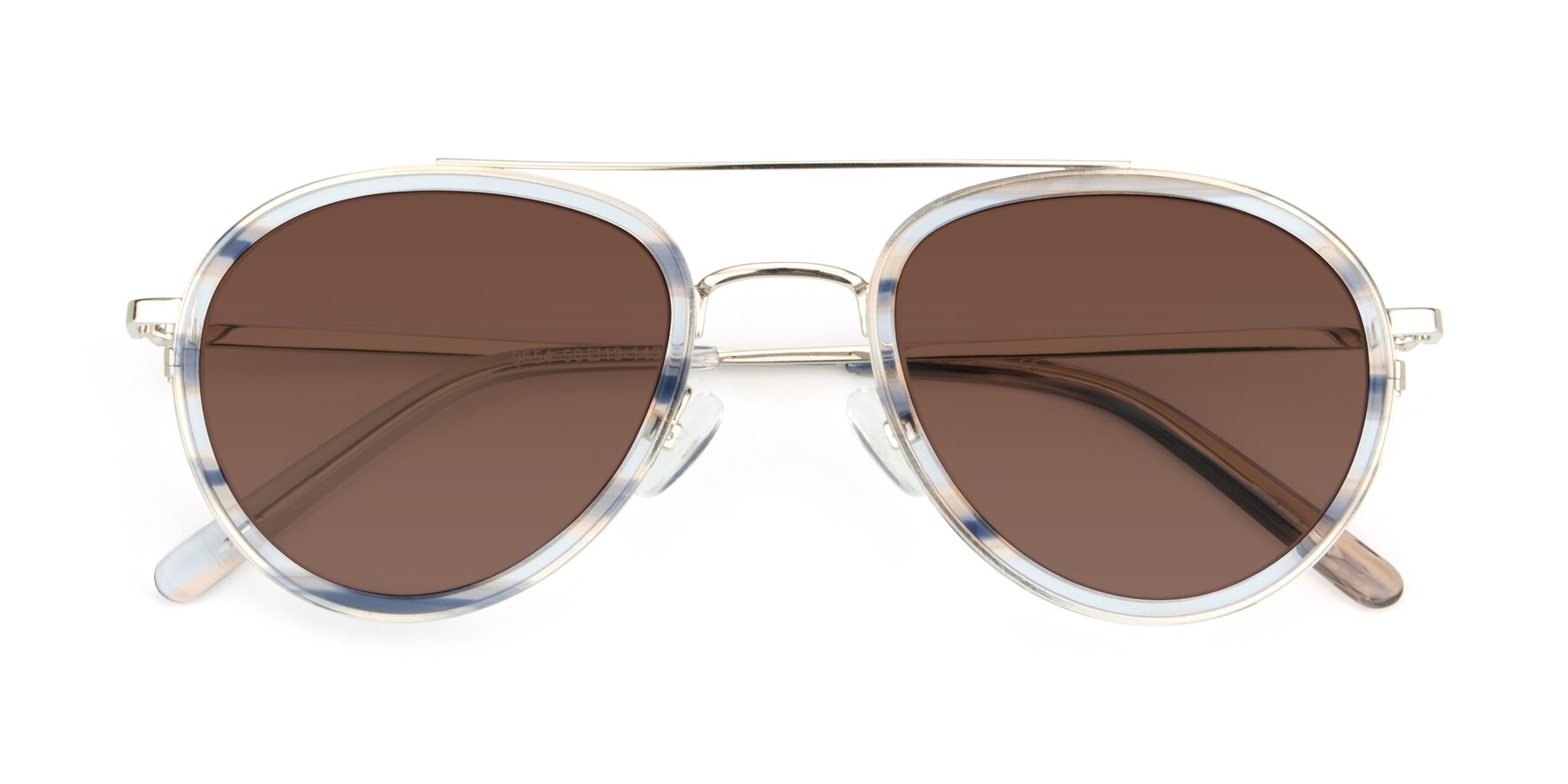 Folded Front of 9554 in Silver-Transparent with Brown Tinted Lenses