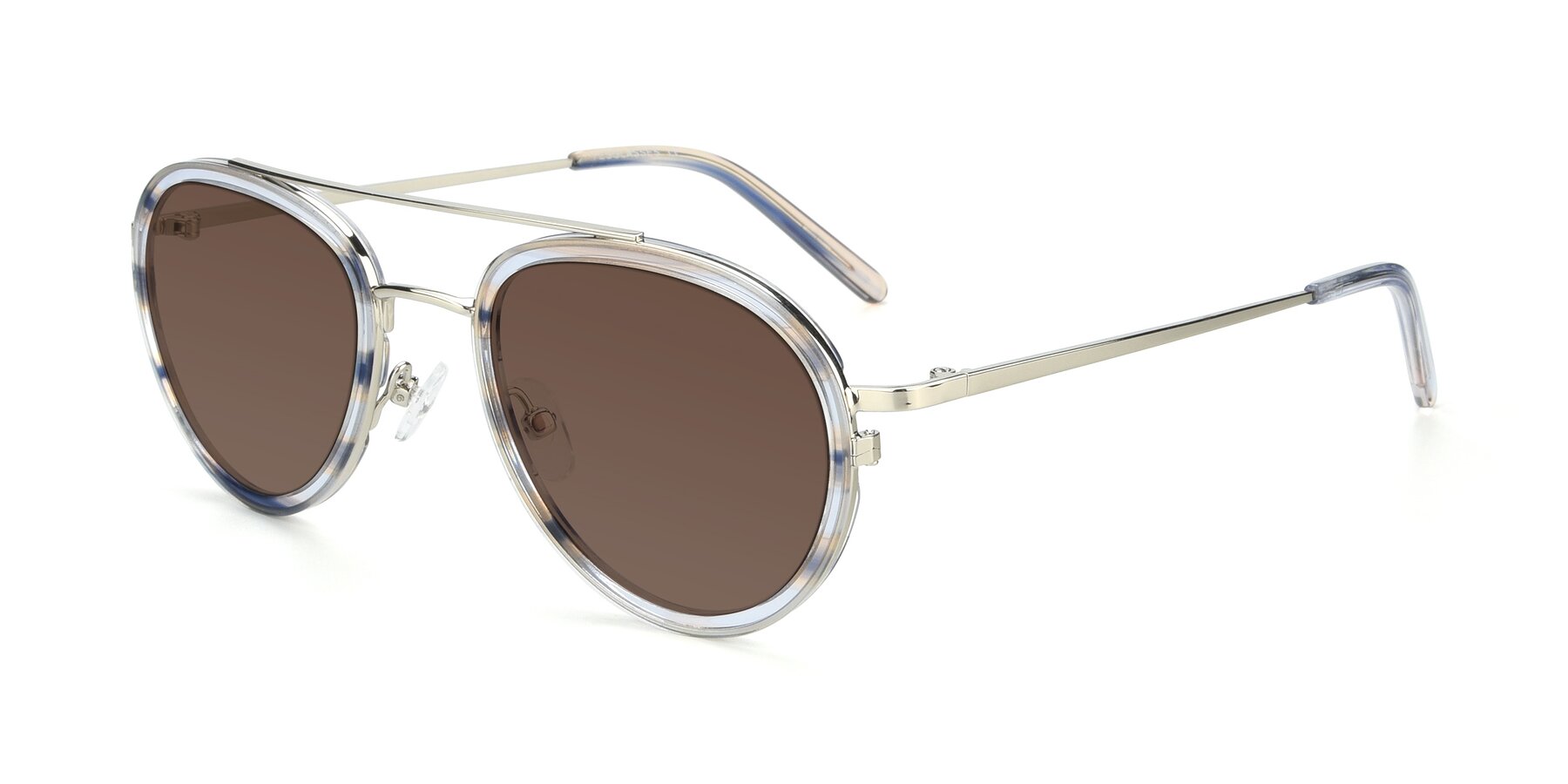 Angle of 9554 in Silver-Transparent with Brown Tinted Lenses