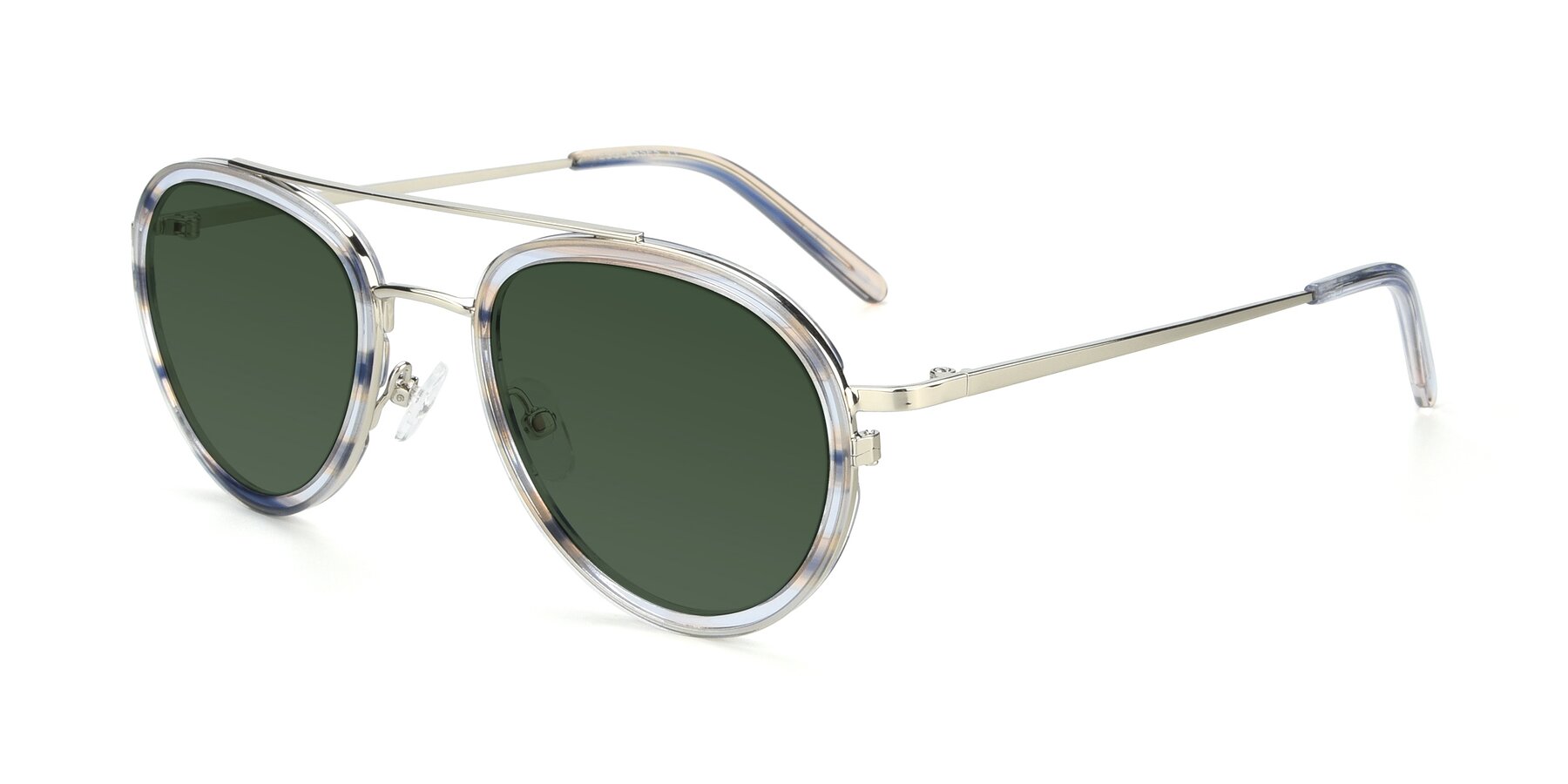 Angle of 9554 in Silver-Transparent with Green Tinted Lenses