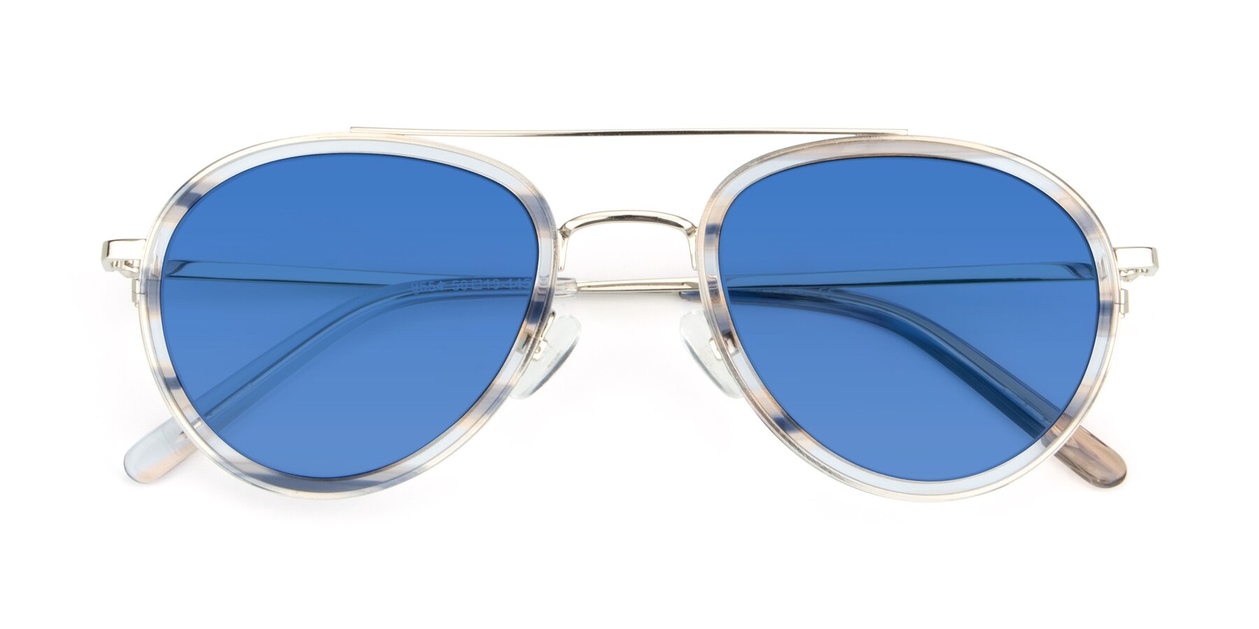 Folded Front of 9554 in Silver-Transparent with Blue Tinted Lenses