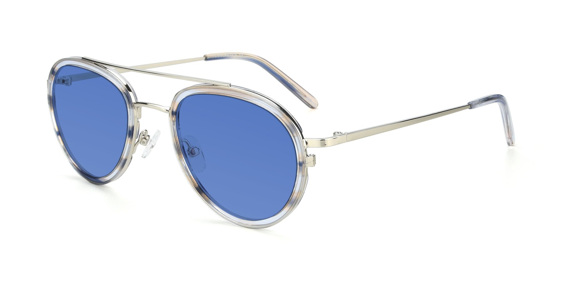 Angle of 9554 in Silver-Transparent with Blue Tinted Lenses