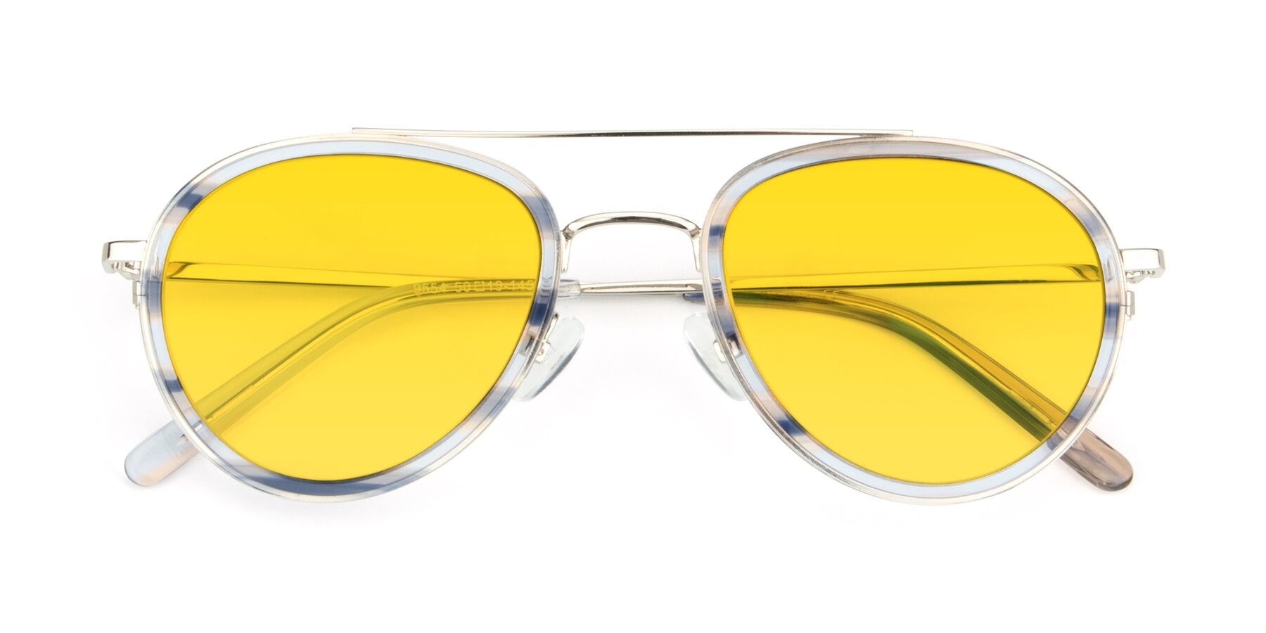 Folded Front of 9554 in Silver-Transparent with Yellow Tinted Lenses