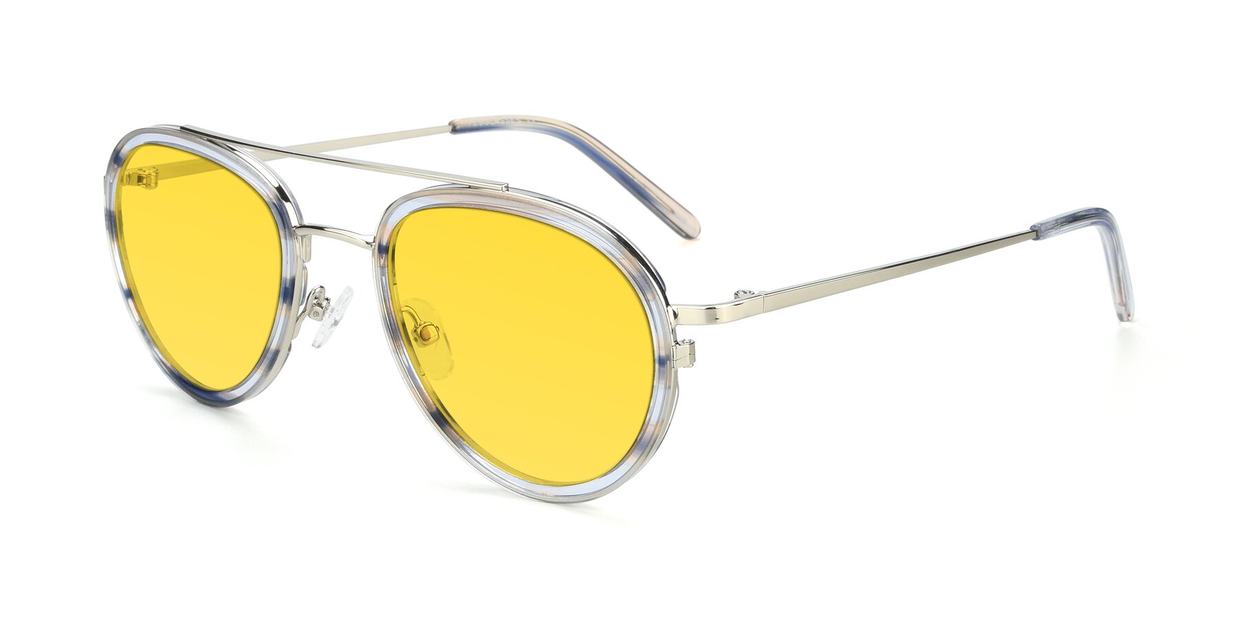 Angle of 9554 in Silver-Transparent with Yellow Tinted Lenses