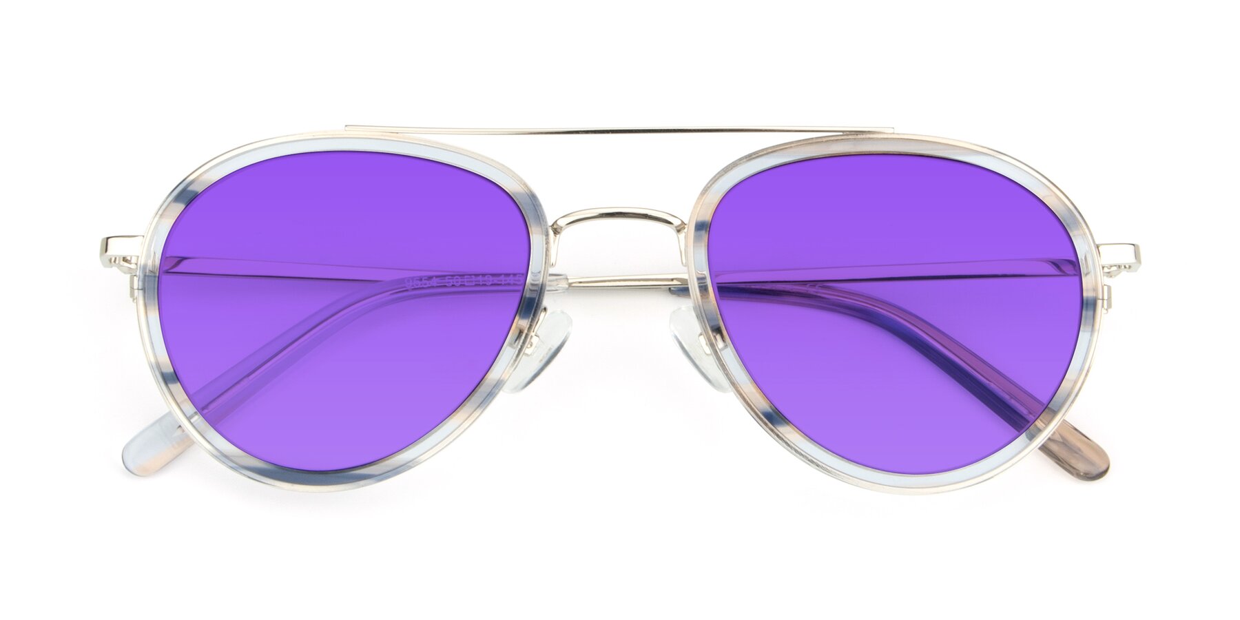Folded Front of 9554 in Silver-Transparent with Purple Tinted Lenses