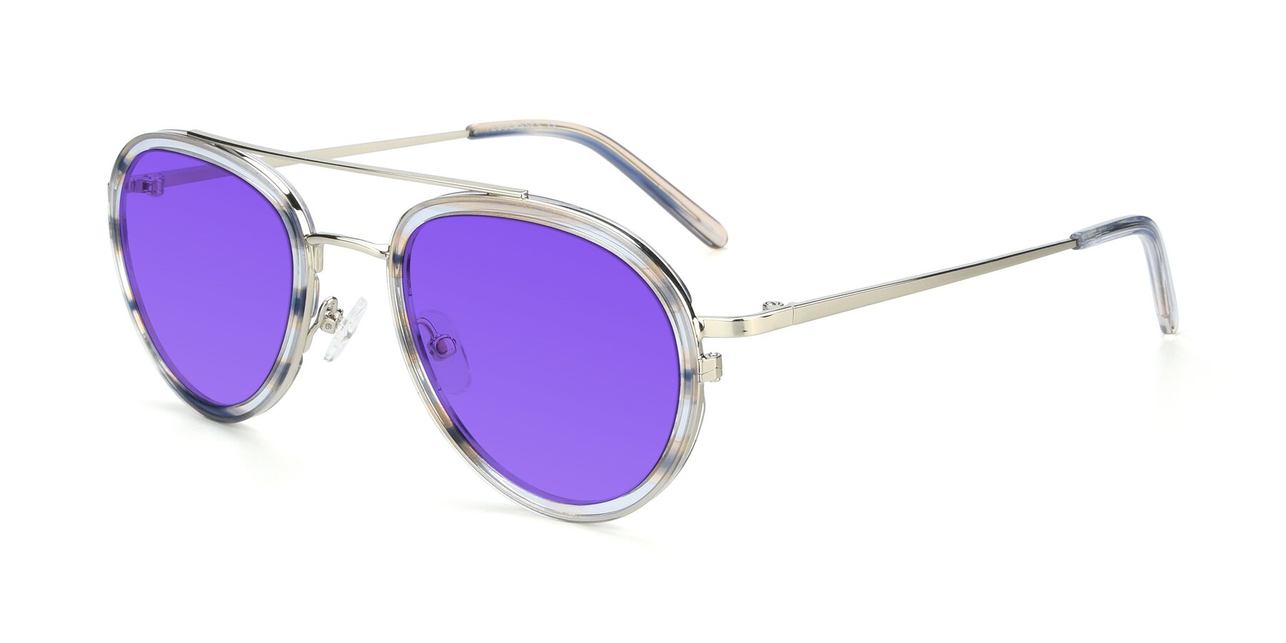 Angle of 9554 in Silver-Transparent with Purple Tinted Lenses