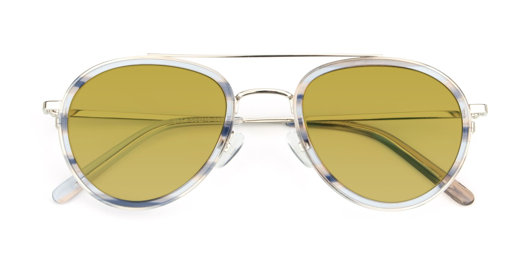 Folded Front of 9554 in Silver-Transparent with Champagne Tinted Lenses