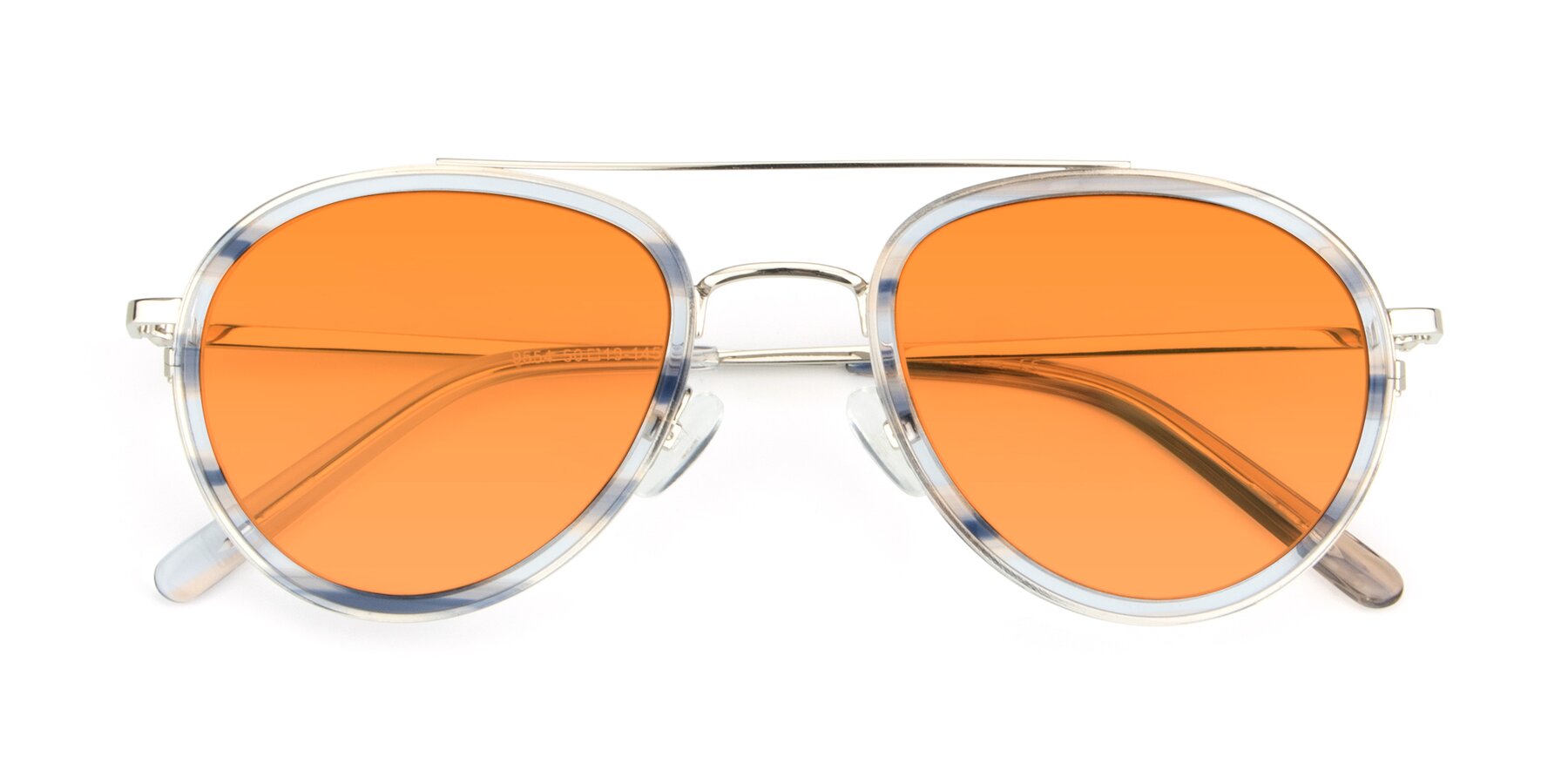 Folded Front of 9554 in Silver-Transparent with Orange Tinted Lenses