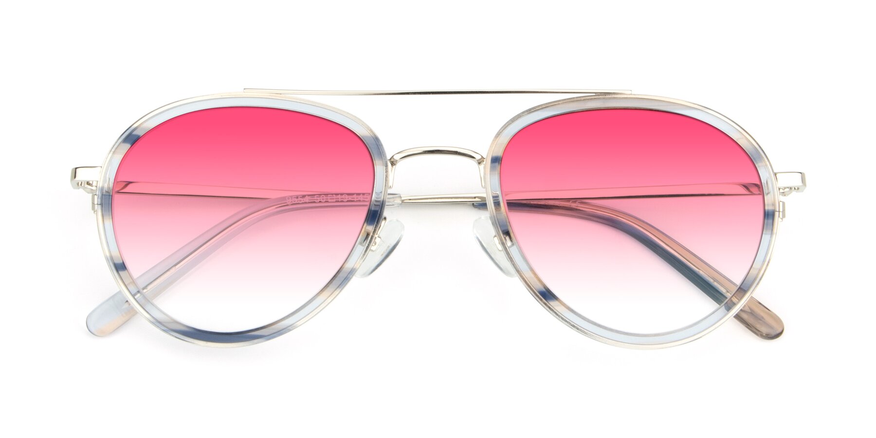 Folded Front of 9554 in Silver-Transparent with Pink Gradient Lenses