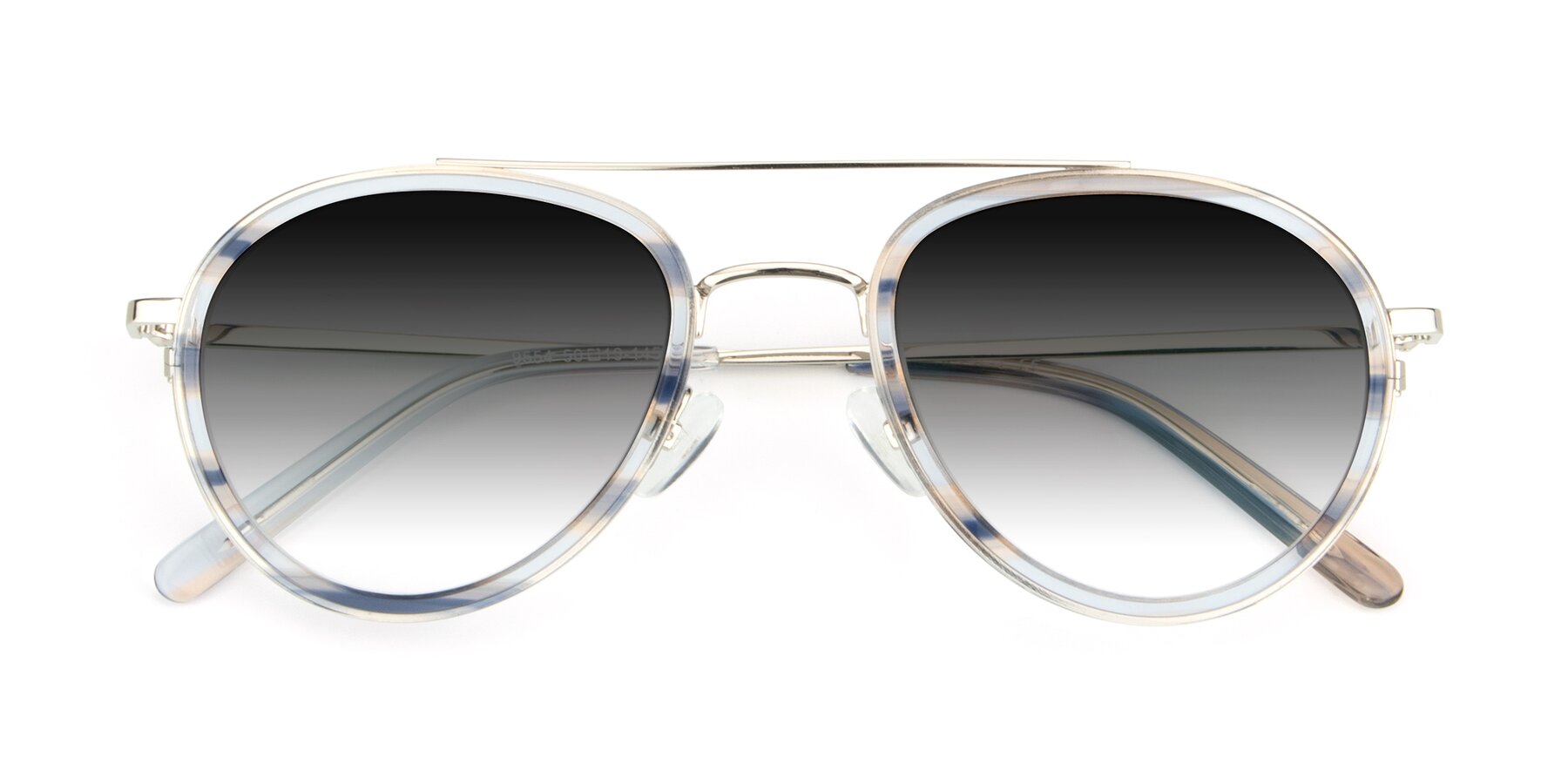 Folded Front of 9554 in Silver-Transparent with Gray Gradient Lenses