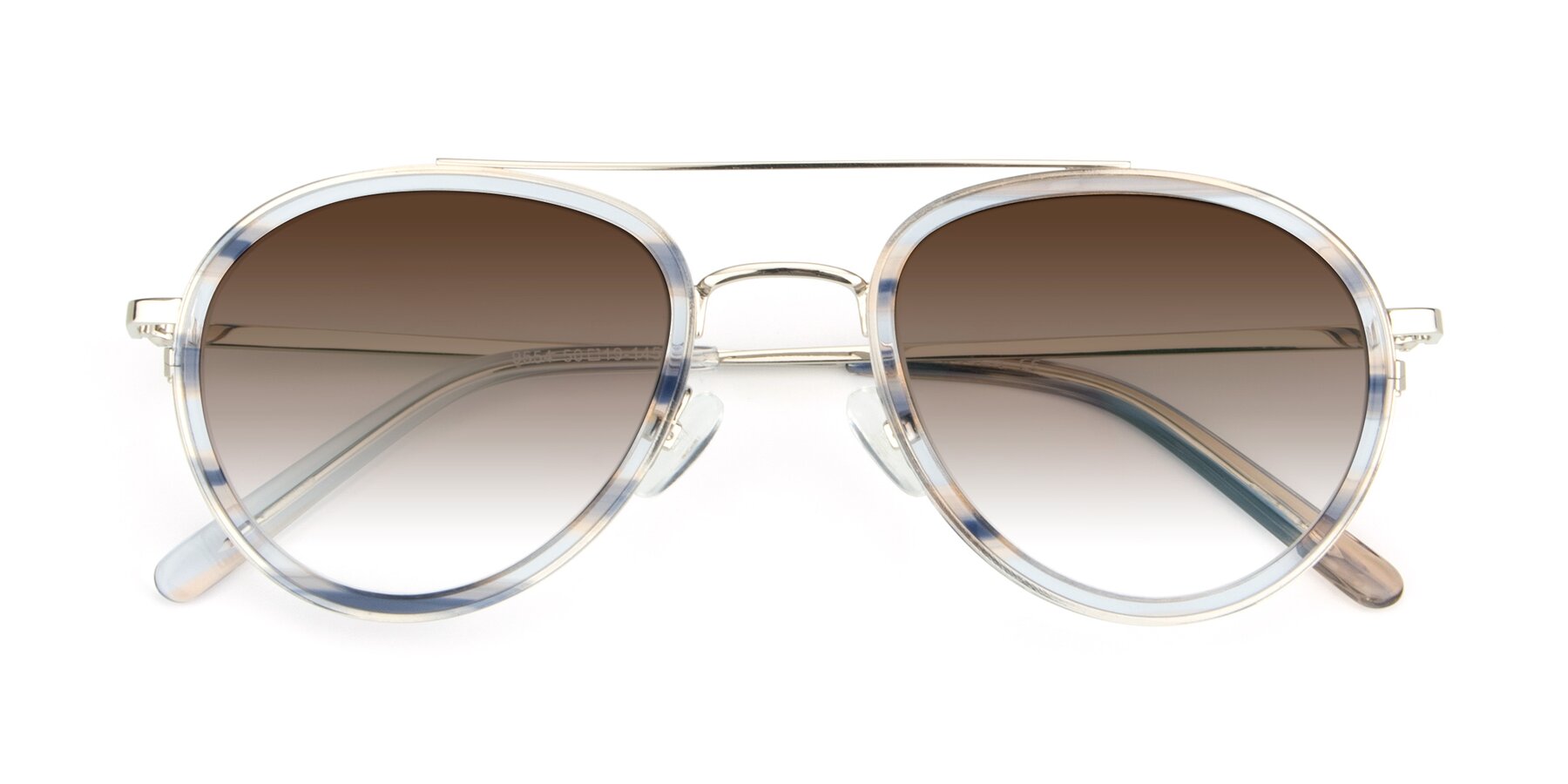 Folded Front of 9554 in Silver-Transparent with Brown Gradient Lenses