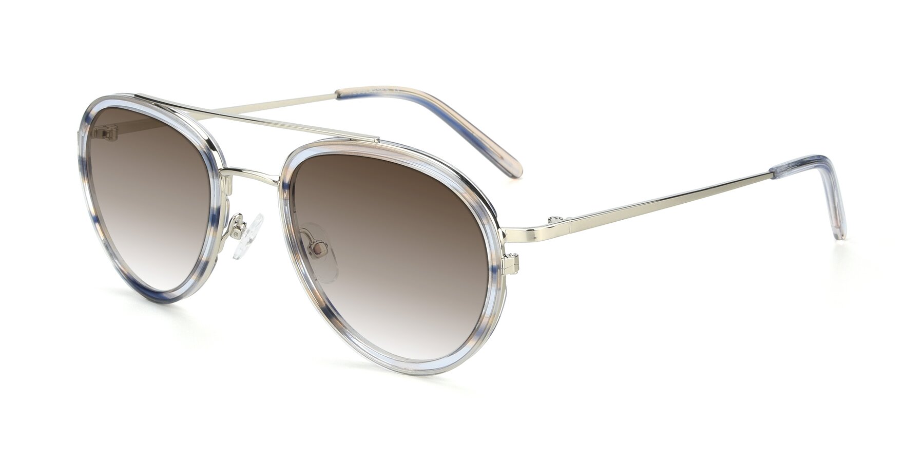 Angle of 9554 in Silver-Transparent with Brown Gradient Lenses
