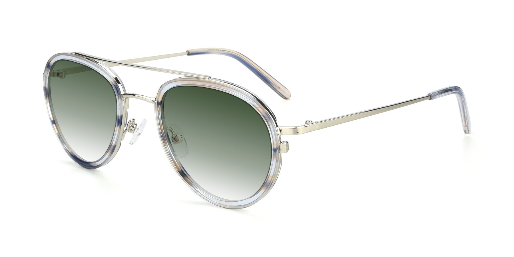 Angle of 9554 in Silver-Transparent with Green Gradient Lenses