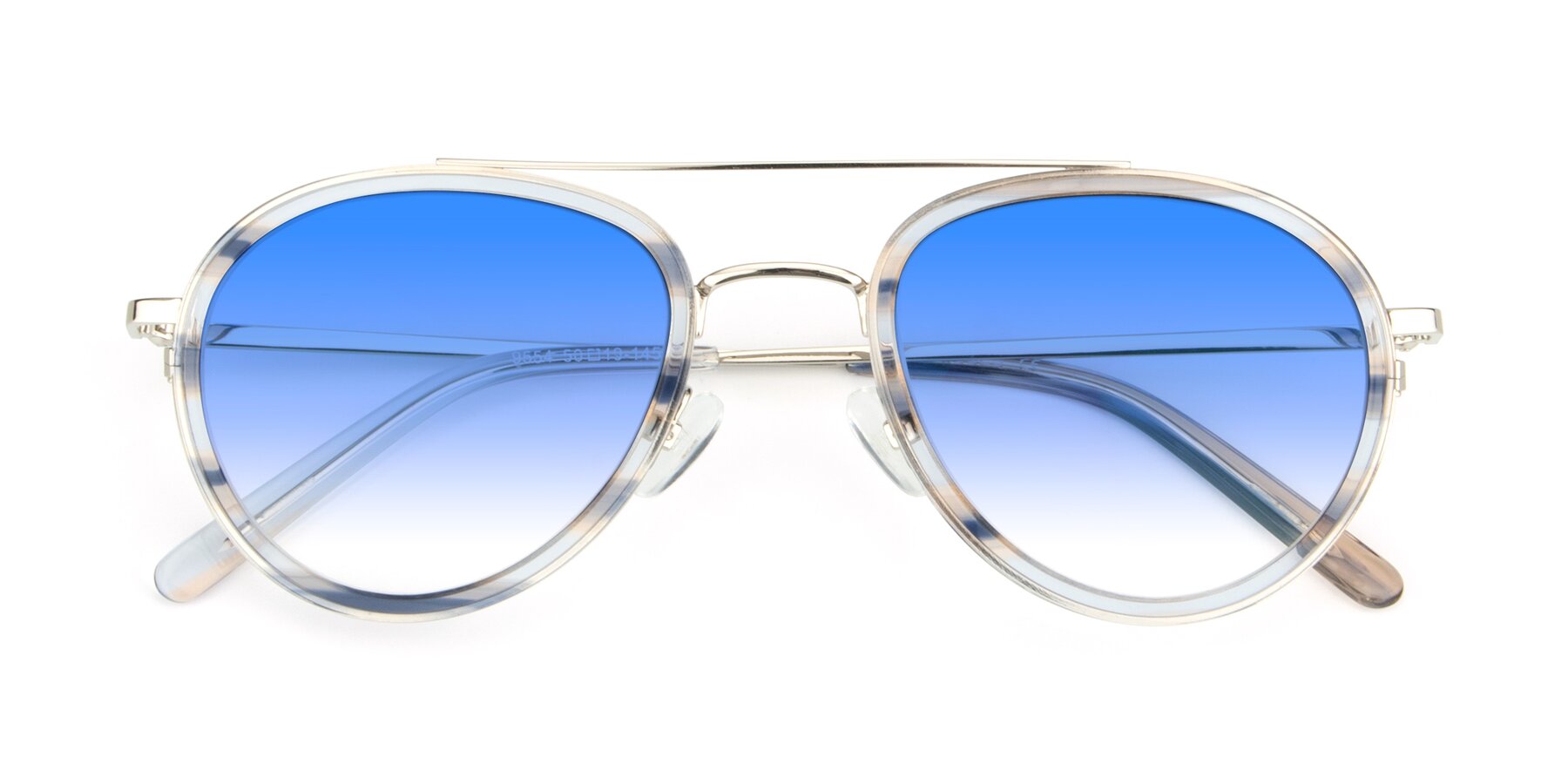 Folded Front of 9554 in Silver-Transparent with Blue Gradient Lenses