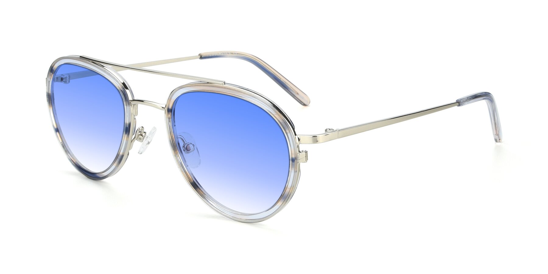 Angle of 9554 in Silver-Transparent with Blue Gradient Lenses