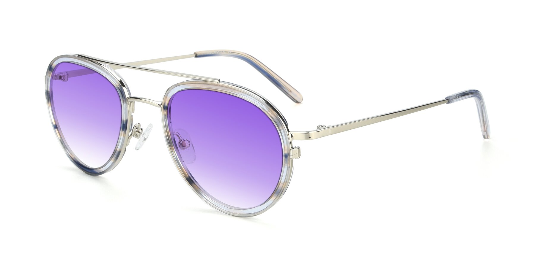Angle of 9554 in Silver-Transparent with Purple Gradient Lenses