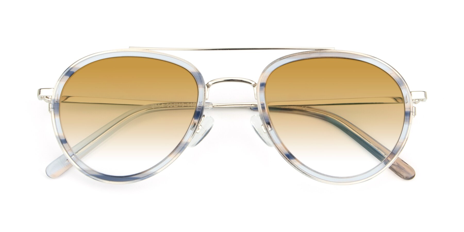 Folded Front of 9554 in Silver-Transparent with Champagne Gradient Lenses