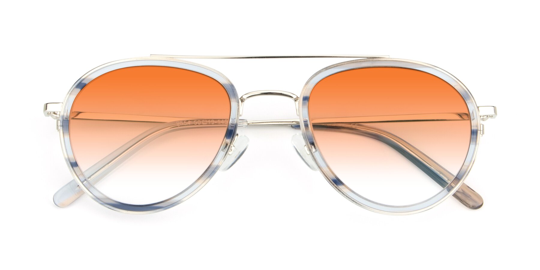 Folded Front of 9554 in Silver-Transparent with Orange Gradient Lenses