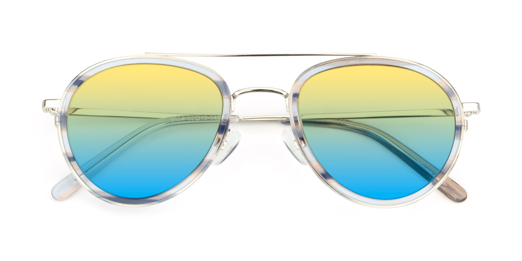 Folded Front of 9554 in Silver-Transparent with Yellow / Blue Gradient Lenses