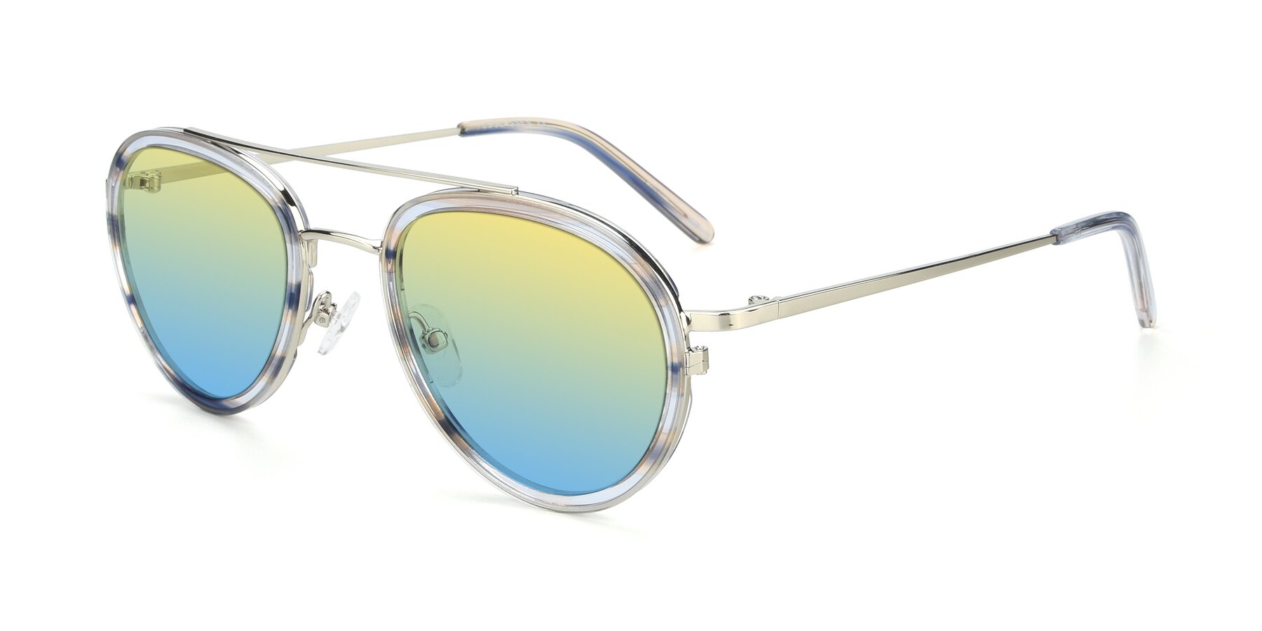 Angle of 9554 in Silver-Transparent with Yellow / Blue Gradient Lenses