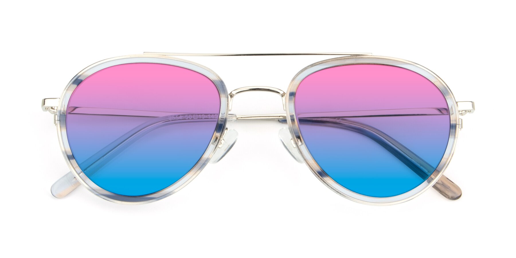 Folded Front of 9554 in Silver-Transparent with Pink / Blue Gradient Lenses