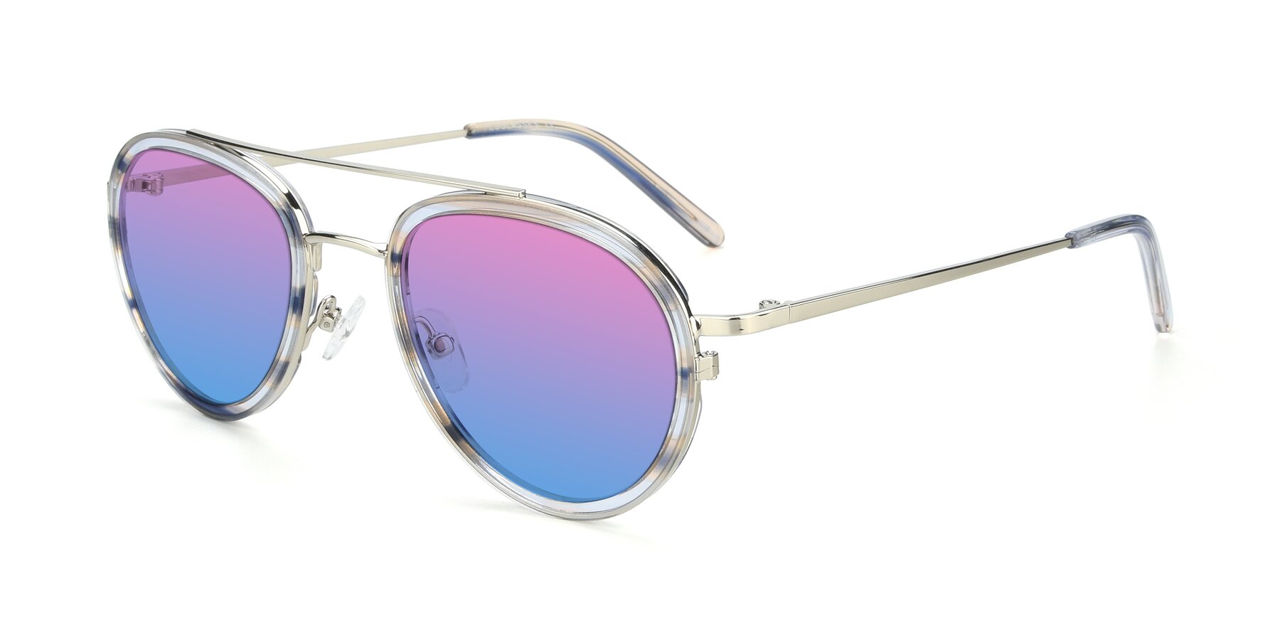 Angle of 9554 in Silver-Transparent with Pink / Blue Gradient Lenses
