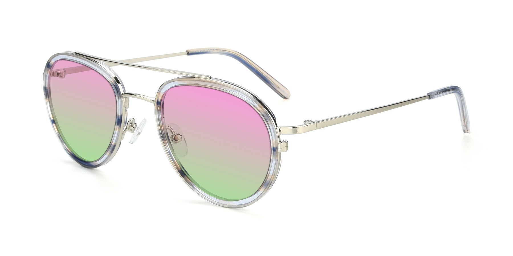 Angle of 9554 in Silver-Transparent with Pink / Green Gradient Lenses