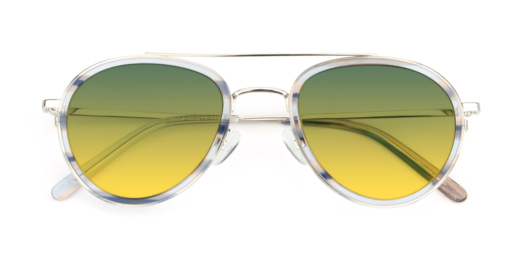 Folded Front of 9554 in Silver-Transparent with Green / Yellow Gradient Lenses