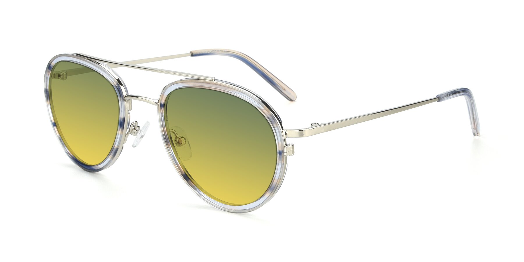 Angle of 9554 in Silver-Transparent with Green / Yellow Gradient Lenses