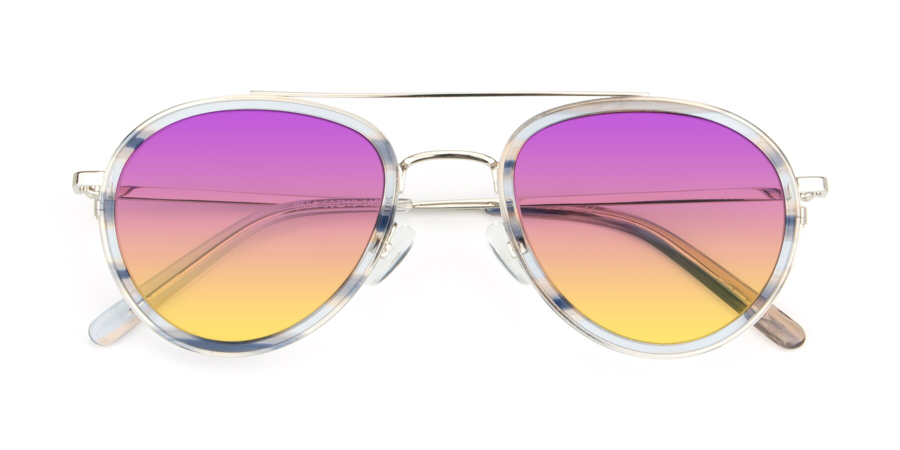 Folded Front of 9554 in Silver-Transparent with Purple / Yellow Gradient Lenses