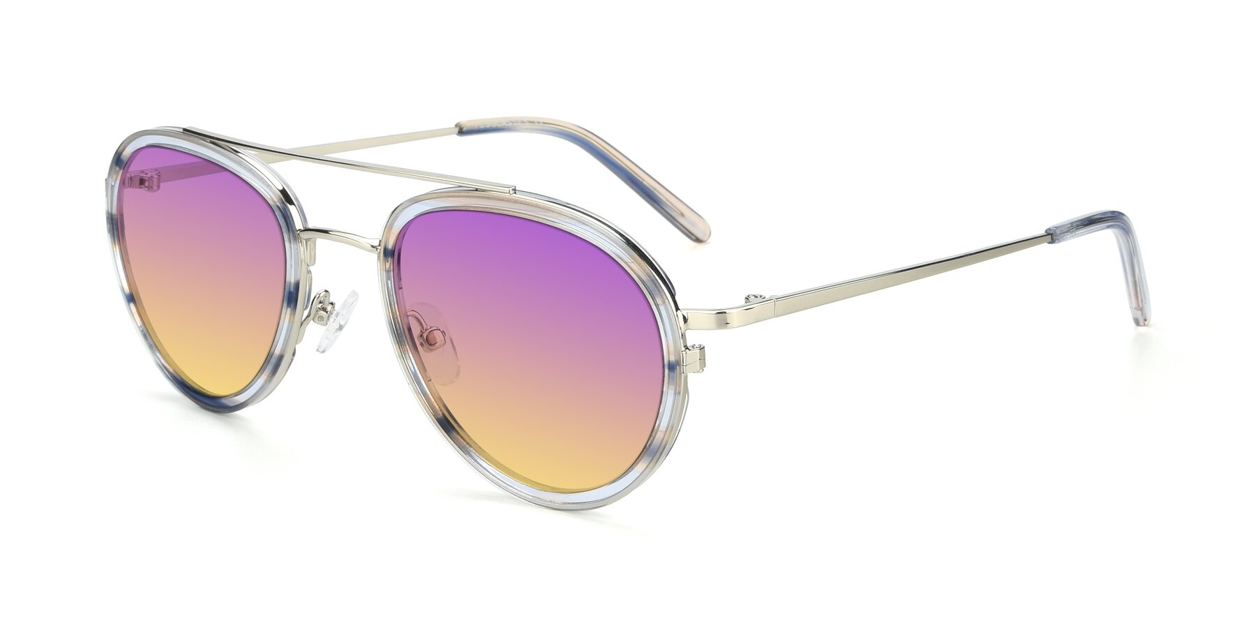 Angle of 9554 in Silver-Transparent with Purple / Yellow Gradient Lenses