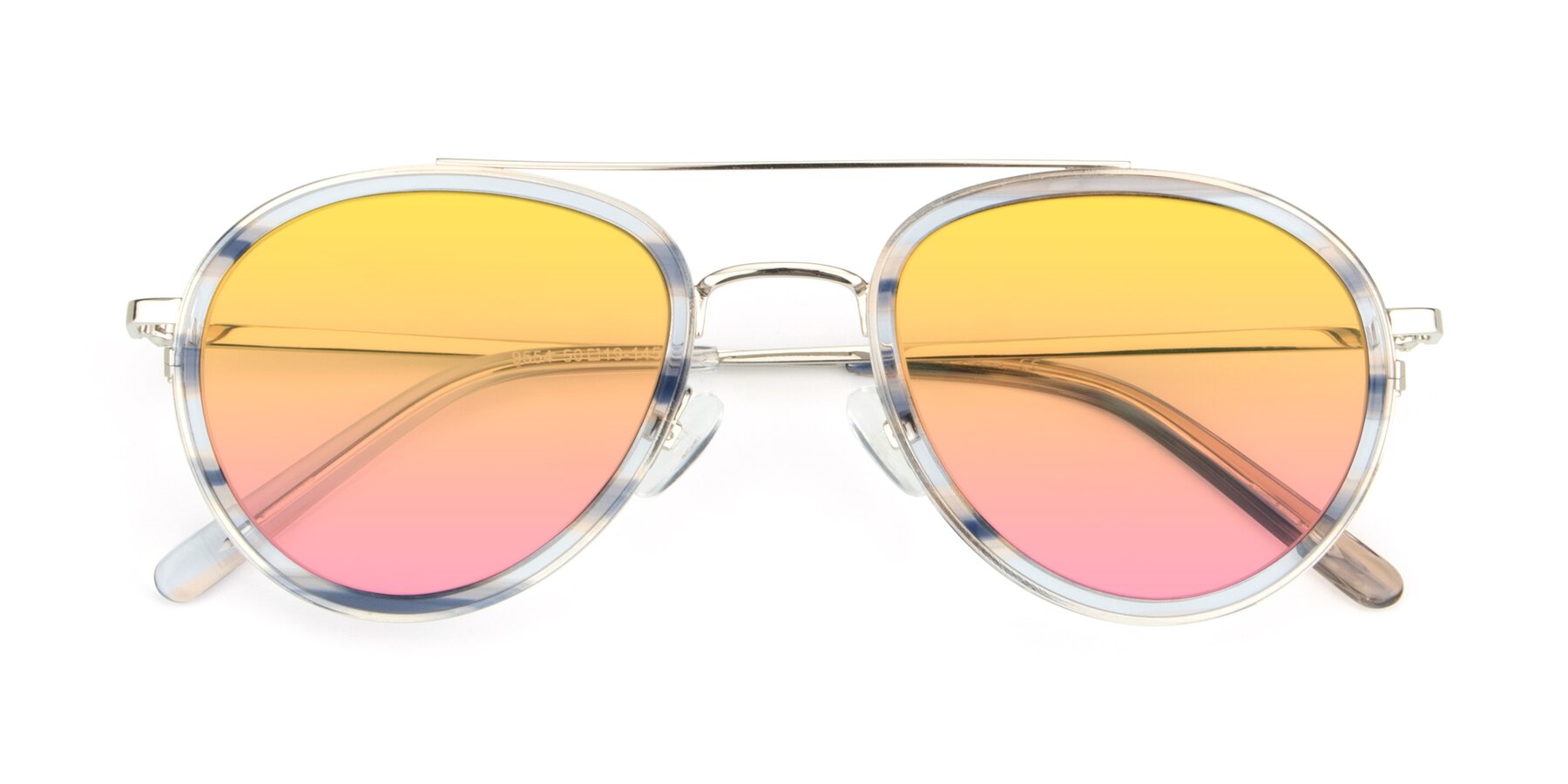Folded Front of 9554 in Silver-Transparent with Yellow / Pink Gradient Lenses