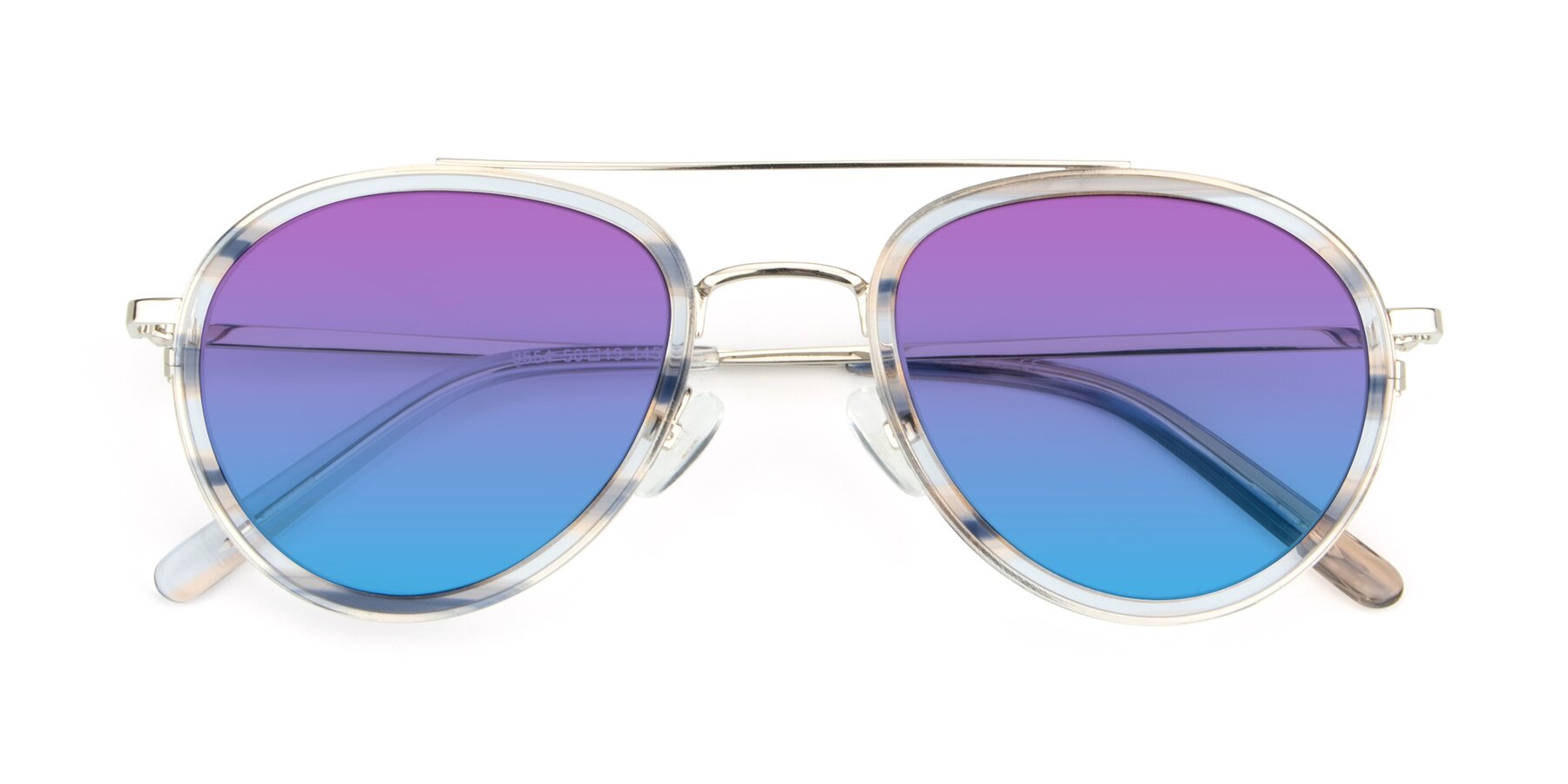 Folded Front of 9554 in Silver-Transparent with Purple / Blue Gradient Lenses